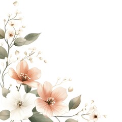 Delicate watercolor floral arrangement adorns the corner of a clean white background