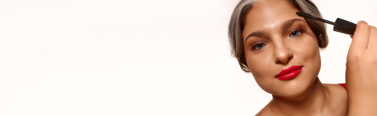 Young woman with Waardenburg syndrome highlighting her beauty with red lips