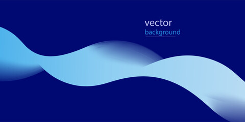 Flowing dark blue curve shape with soft gradient vector abstract background, relaxing and tranquil art, can illustrate health medical or sound of music.