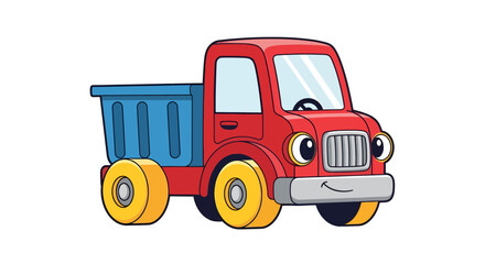 Naklejka premium Cheerful Cartoon Dump Truck Illustration with Bright Colors and Playful Design