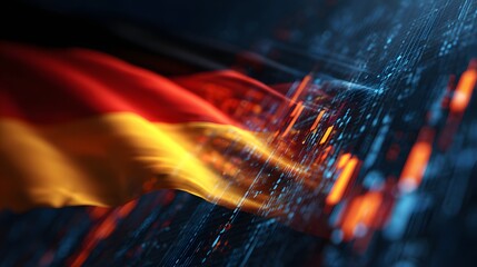 National colors flow dynamically across an abstract digital background representing modern economic movement.