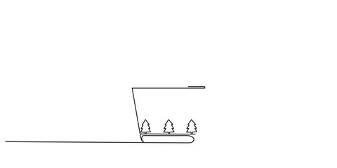 Christmas mug in a hand drawn linear style. Modern abstract minimalist one line video. Continuous one line simple drawing. Isolated on white. Abstract shapes.