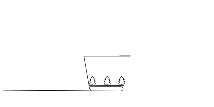 Christmas mug in a hand drawn linear style. Modern abstract minimalist one line video. Continuous one line simple drawing. Isolated on white. Abstract shapes.