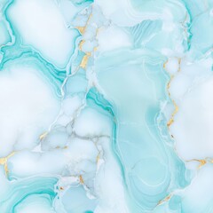 Aqua Serenity: A mesmerizing, high-resolution close-up showcases the elegant beauty of turquoise marble, its fluid patterns accented with delicate gold veins. 