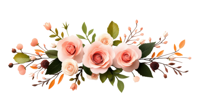 Elegant Paper Roses on Transparent Background - Powered by Adobe