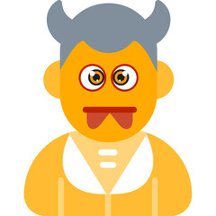 Red Devil Character with Horns and Trident
