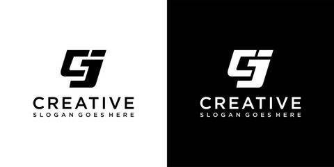 CJ or JC initial letter logo design vector