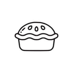 A line drawing of a pie featuring a scalloped crust and visible filling vents