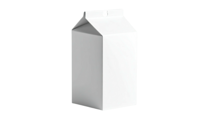 A blank white carton of liquid, standing upright against a dark background, shadow present