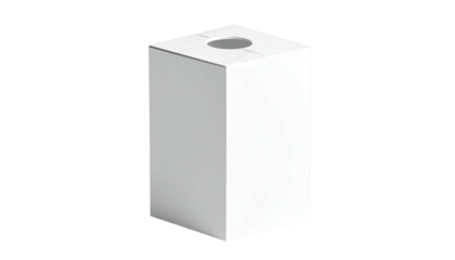 A tall, white, rectangular box with a circular opening at the top