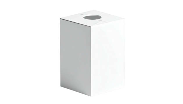 A tall, white, rectangular box with a circular opening at the top