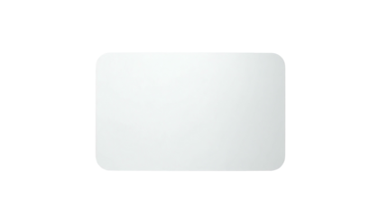 Rectangular, glossy white shape with rounded corners, against a solid black background