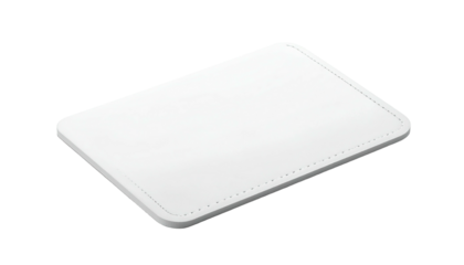 A blank, white rectangular pad with slightly rounded corners, against a solid black backdrop