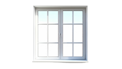 A bright white, double-paned window with multiple panes, casting sunlight