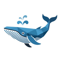 Obraz premium A stylized blue whale illustration with water spouting, isolated on a