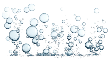 Digitally created depiction of numerous, varied-sized, translucent bubbles against a dark background