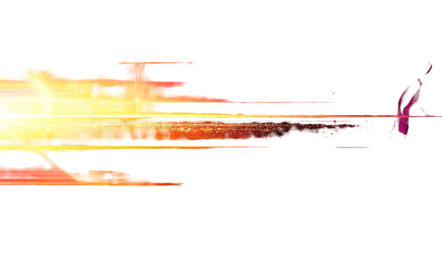 Digital abstraction with dynamic blend of orange and yellow light against a black background - Powered by Adobe