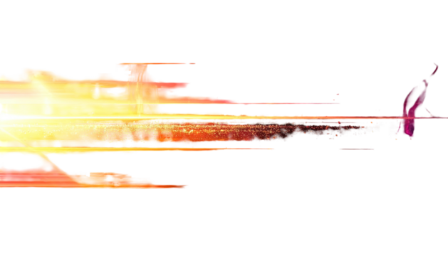 Digital abstraction with dynamic blend of orange and yellow light against a black background