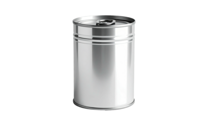 Metallic cylindrical container with a pull-tab lid, presented on a black background