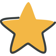 Hand Drawn Yellow Star Icon Isolated on White Background Simple Graphic Element