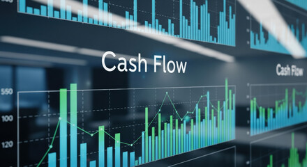 Effective business cash flow management analysis on digital dashboard with financial chart and graph for investment strategy and successful company growth