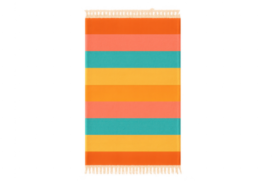 Striped beach towel with colorful summer pattern