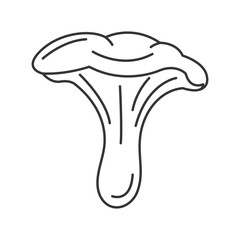 An outline drawing of a chanterelle mushroom with a wavy cap © Neko funny