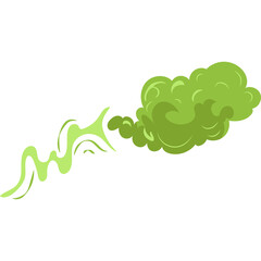 Fototapeta premium Green Gas Cloud Stink Cloud With Wisps And Lines Against White Background Flat Graphic