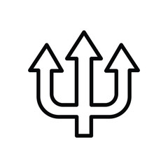 Black outline of a trident shape with three arrowheads