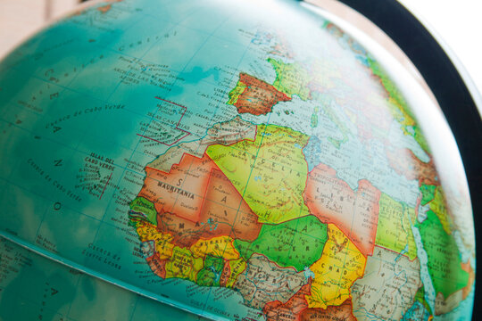 Vintage Globe Detail of Africa and Europe