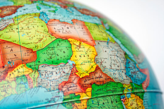 Detailed Map of Africa on a Vintage World Globe