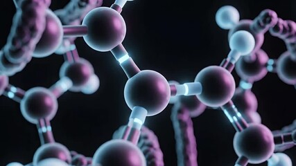 3D Rendered Molecular Structure with Glowing Bonds and Helical DNA Strand. Abstract Scientific Illustration of Genetics, Chemistry, and Biotechnology. - Powered by Adobe