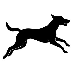 silhouette of a black dog on white background