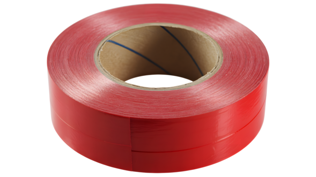 Vibrant red tape roll for crafting projects, packing shipments, or sealing boxes with durable adhesion and a pop of color, perfect for creative uses