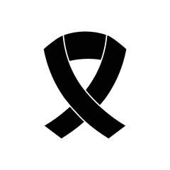 Black awareness ribbon symbol representing mourning, remembrance, melanoma awareness, and support for victims of violence and loss.