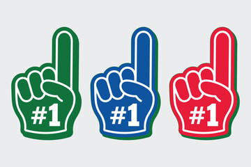 Fototapeta premium Number one fan foam finger vector illustration, perfect for sports events, cheering, stadium fun, supporter accessories
