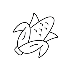 Line art of an ear of corn with husks simple design
