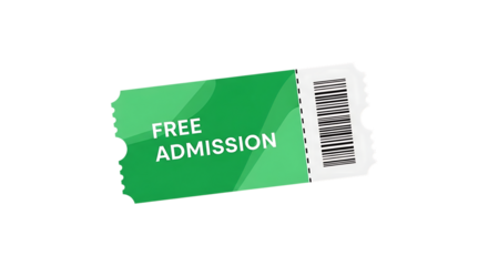 Free admission event ticket with barcode illustration icon