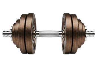 Fototapeta premium 3d adjustable dumbbell with bronze plates isolated on transparent background