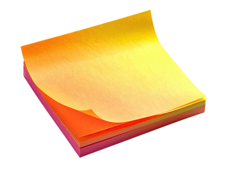 Stack of colorful adhesive paper notes, one sheet partly peeled back, isolated on black - Powered by Adobe