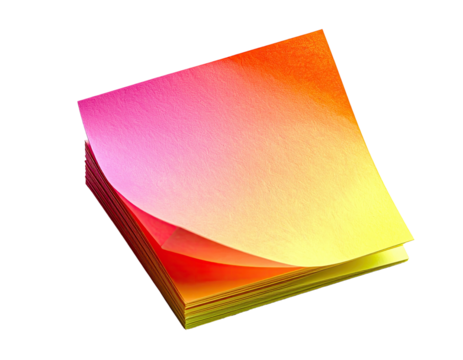 Close-up of a stack of colorful sticky notes, angled against a black background