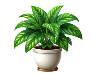  Realistic Plant Potted in Container For use indoors as a house plant and decoration on a transparent background, Generative AI 