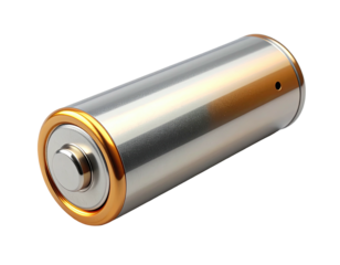 A close-up shot of a cylindrical battery isolated on a black background