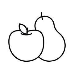 Line drawing of an apple and a pear overlapping each other