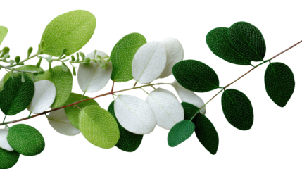 Greenery Elegance: Close-up of elegant branches with a mix of green and white leaves showcasing the subtle beauty of nature's design.