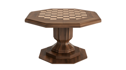 Elegant wooden chess table ready for a strategic game, perfect for interior design and luxury lifestyle concepts