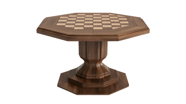 Elegant wooden chess table ready for a strategic game, perfect for interior design and luxury lifestyle concepts