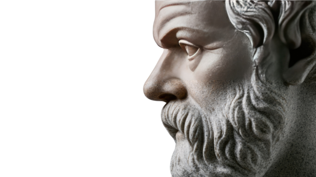 Ancient Wisdom in Stone: A contemplative portrait of a classical bust, evokes the enduring legacy of philosophical thought and intellectual rigor.