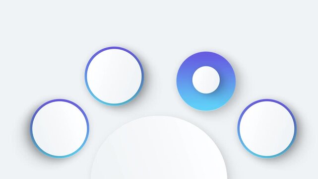 Commercial activity blue gradient round infographic 4 steps template animation. Sequence options 4K video. Animated blank diagram visualization.