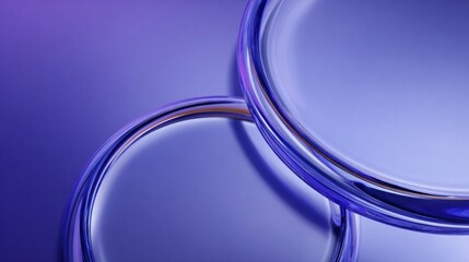 Translucent, intersecting circular forms glow against a subtle purple background